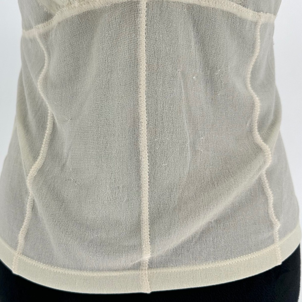 NEW Y2K Sigrid Olsen 100 Silk Cream V Neck Blouse Top Dainty Feminine Coquette M - Picture 7 of 7